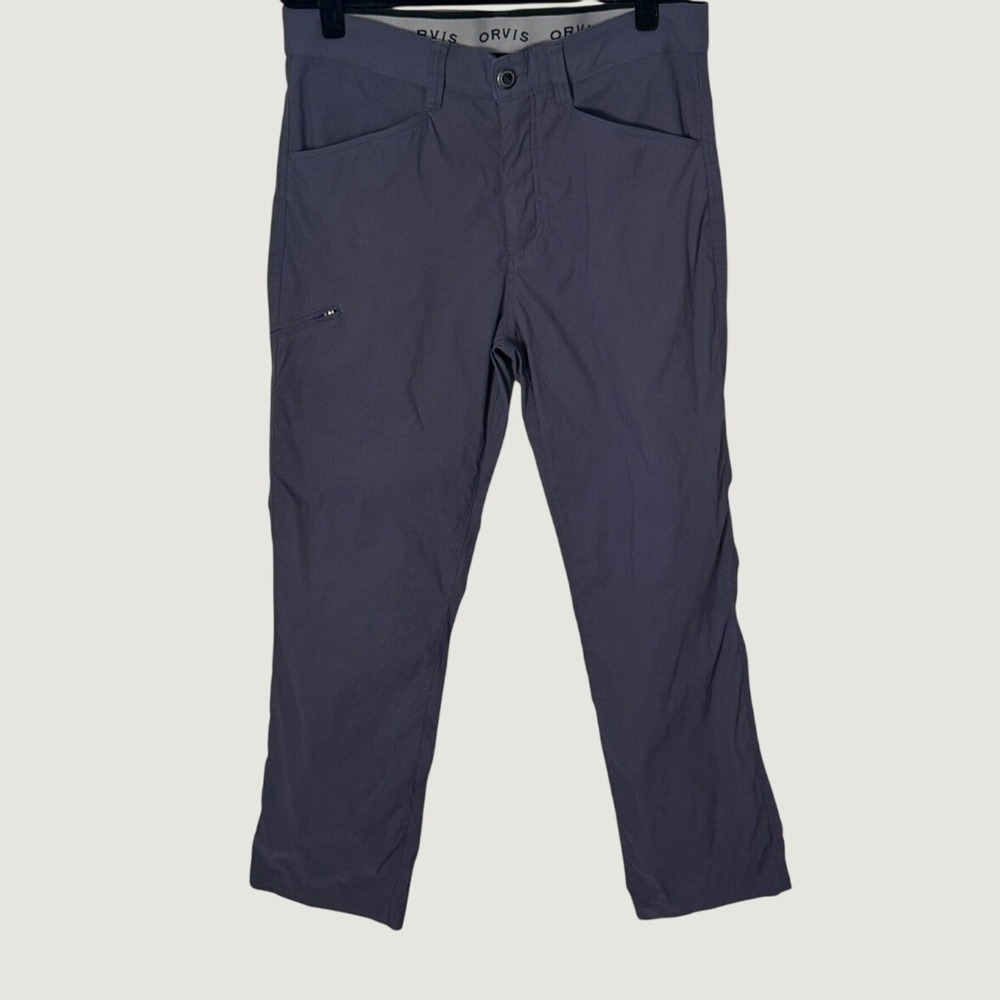 Orvis Tech Chino Pants Charcoal Grey Sz 34 Hiking Travel Stretch Outdoor